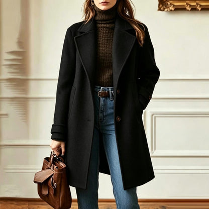 Isabella | Cappotto lungo con revers e chiusura a bottoni da donna