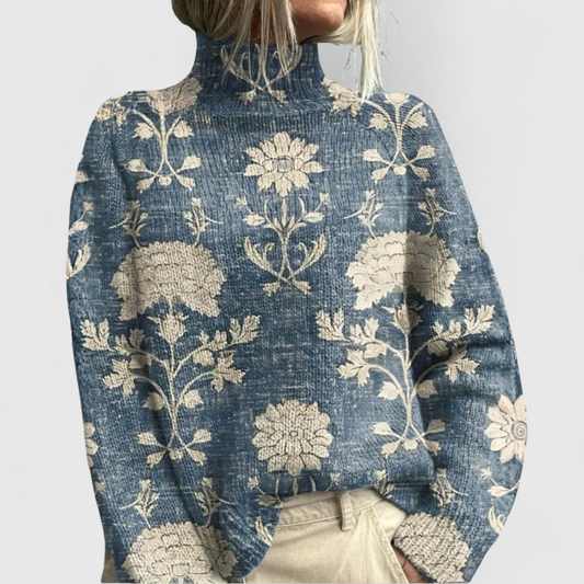 Simone | Pull Donna Collo Alto Motivo Naturale Casual