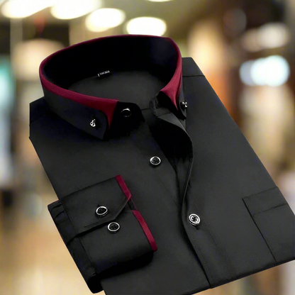 Iver | Camicia a maniche lunghe con collo a contrasto da uomo