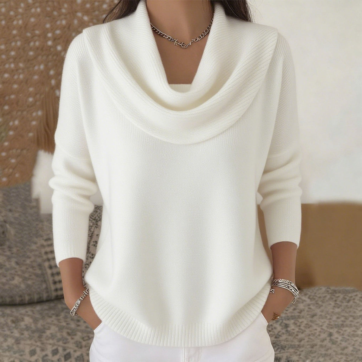 Gioia | Maglione con collo drappeggiato per donna