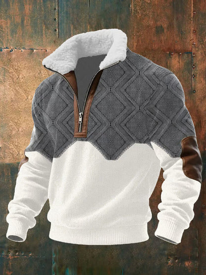 Paride | Maglione con collo alto, zip e collo in pile da uomo
