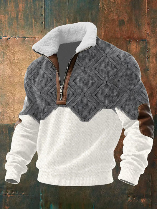 Paride | Maglione con collo alto, zip e collo in pile da uomo