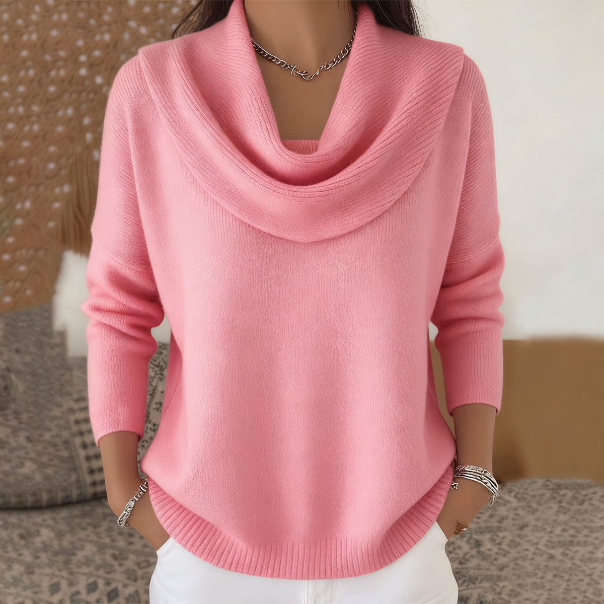 Gioia | Maglione con collo drappeggiato per donna