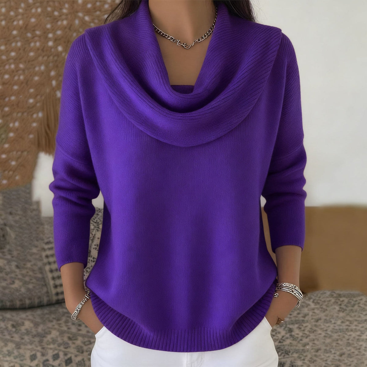 Gioia | Maglione con collo drappeggiato per donna