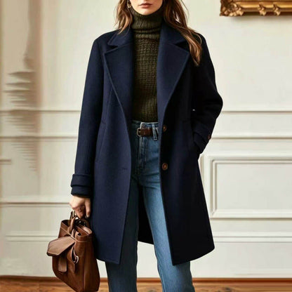 Isabella | Cappotto lungo con revers e chiusura a bottoni da donna