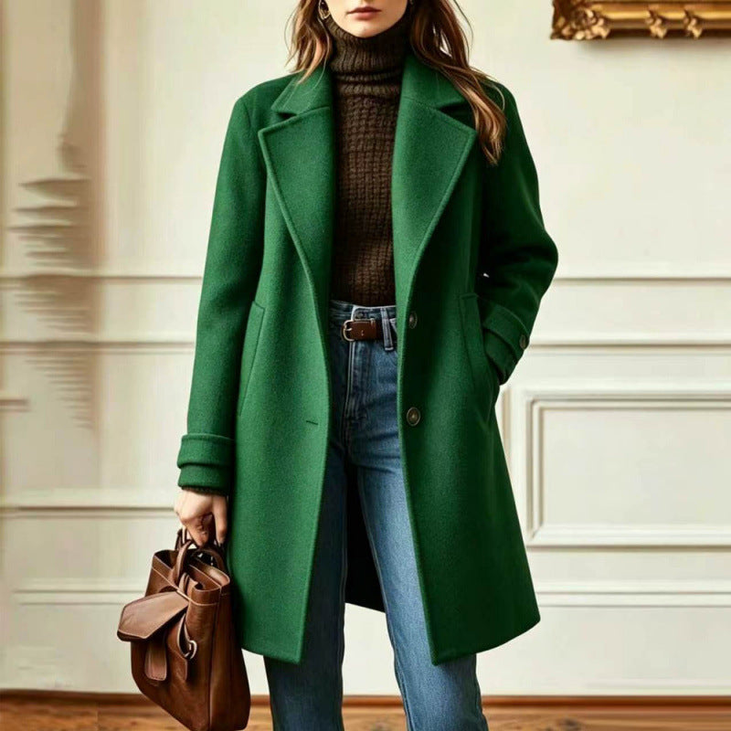 Isabella | Cappotto lungo con revers e chiusura a bottoni da donna