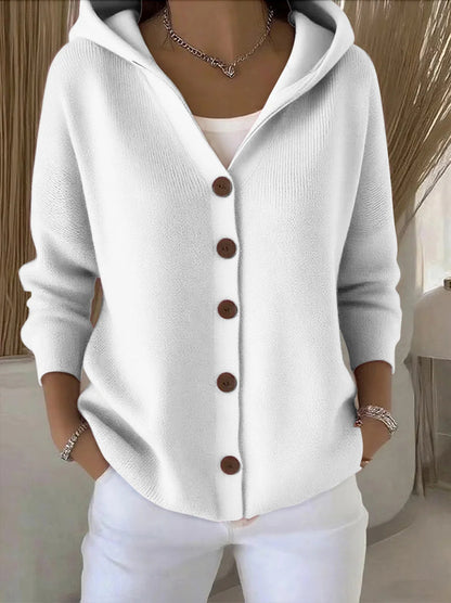 Rosalia | Cardigan con cappuccio e bottoni a vista per donna