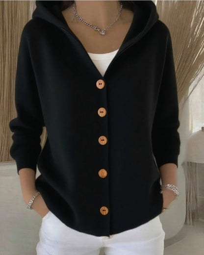 Rosalia | Cardigan con cappuccio e bottoni a vista per donna