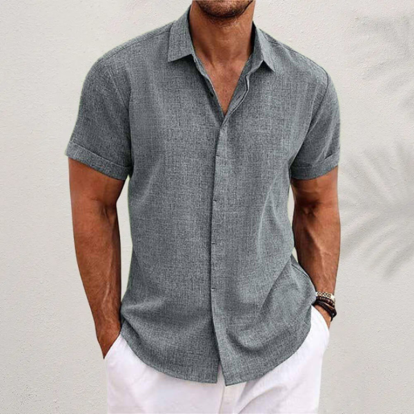 Leonardo | Camicia a maniche corte con colletto e bottoni da uomo