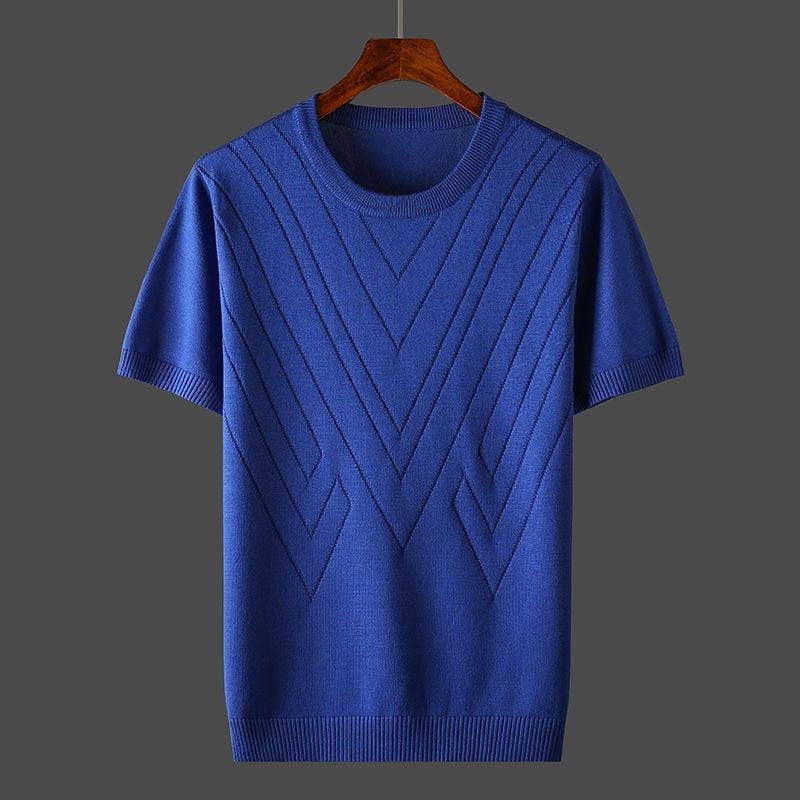 Angelo | Maglia a girocollo a maniche corte con motivo a V da uomo