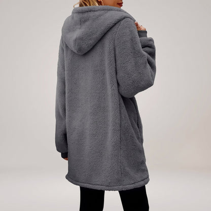 Oriana | Giacca sherpa con cappuccio e zip per donna