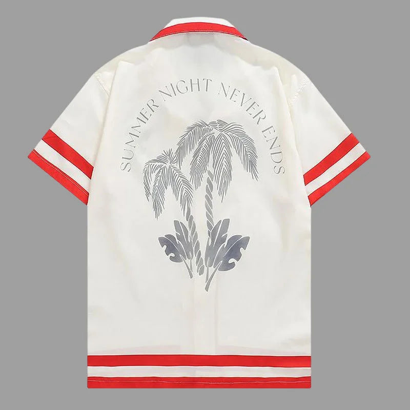 Achille | Camicia a maniche corte con bordi a contrasto e colletto aperto da uomo