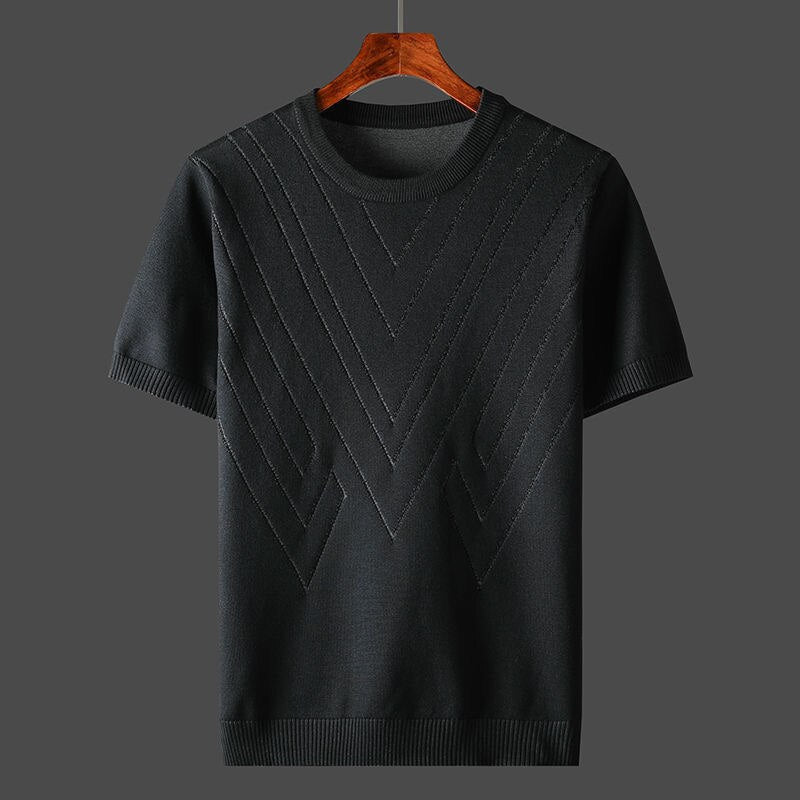 Angelo | Maglia a girocollo a maniche corte con motivo a V da uomo