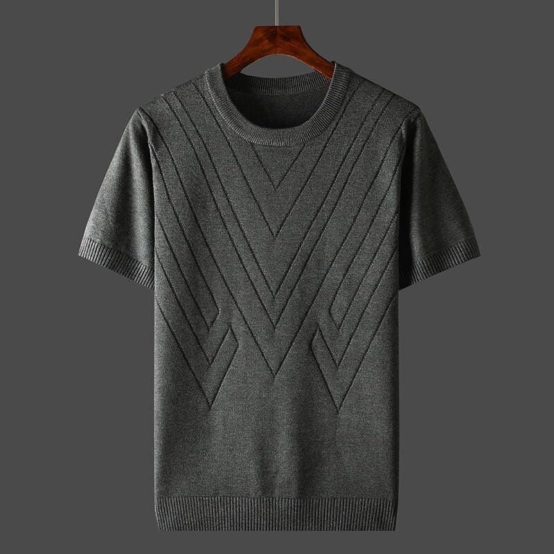 Angelo | Maglia a girocollo a maniche corte con motivo a V da uomo