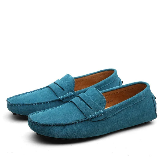 Fausto | Mocassini penny loafer effetto camoscio con suola a gommini da uomo