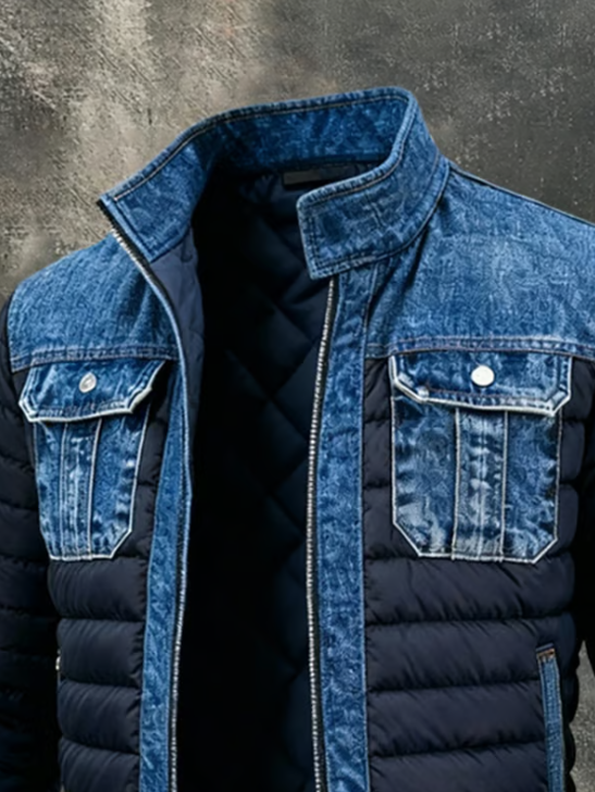 Raimondo | Giubbotto trapuntato con inserti in denim da uomo