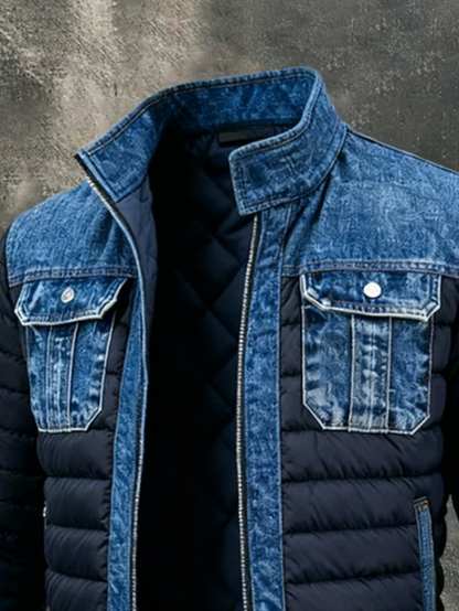 Raimondo | Giubbotto trapuntato con inserti in denim da uomo