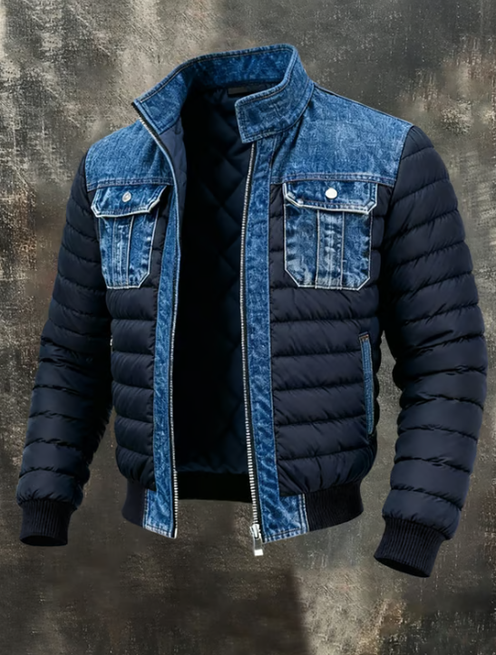 Raimondo | Giubbotto trapuntato con inserti in denim da uomo