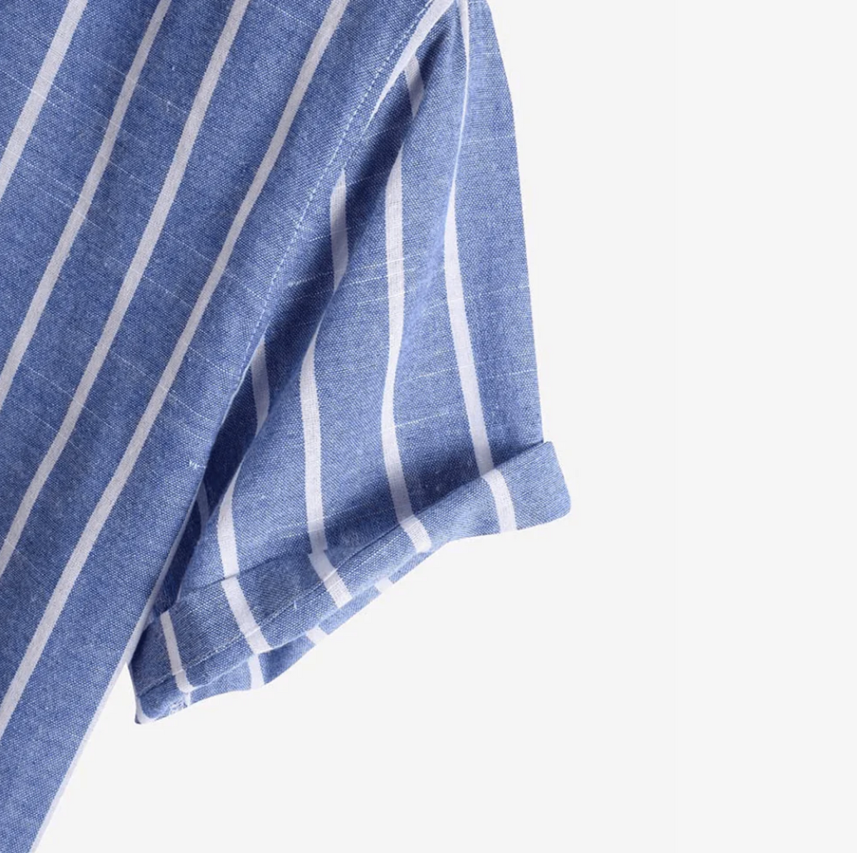 Mirko | Camicia a righe con collo alla coreana e maniche corte da uomo