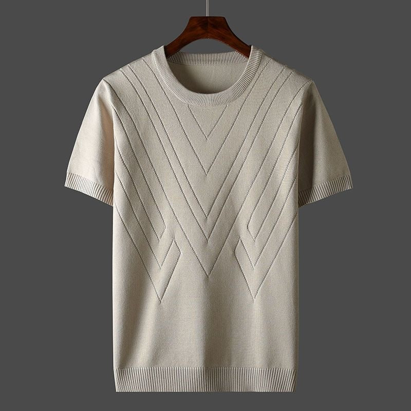 Angelo | Maglia a girocollo a maniche corte con motivo a V da uomo