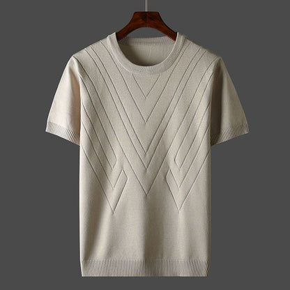 Angelo | Maglia a girocollo a maniche corte con motivo a V da uomo