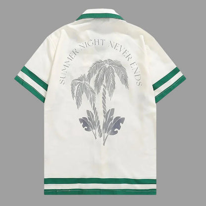 Achille | Camicia a maniche corte con bordi a contrasto e colletto aperto da uomo