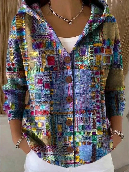 Palmira | Cardigan con cappuccio stampato per Donna