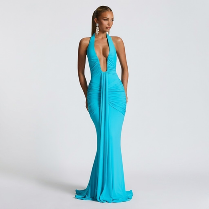 Mabel | Abito Lungo Collo Halter Schiena Nuda Elegante