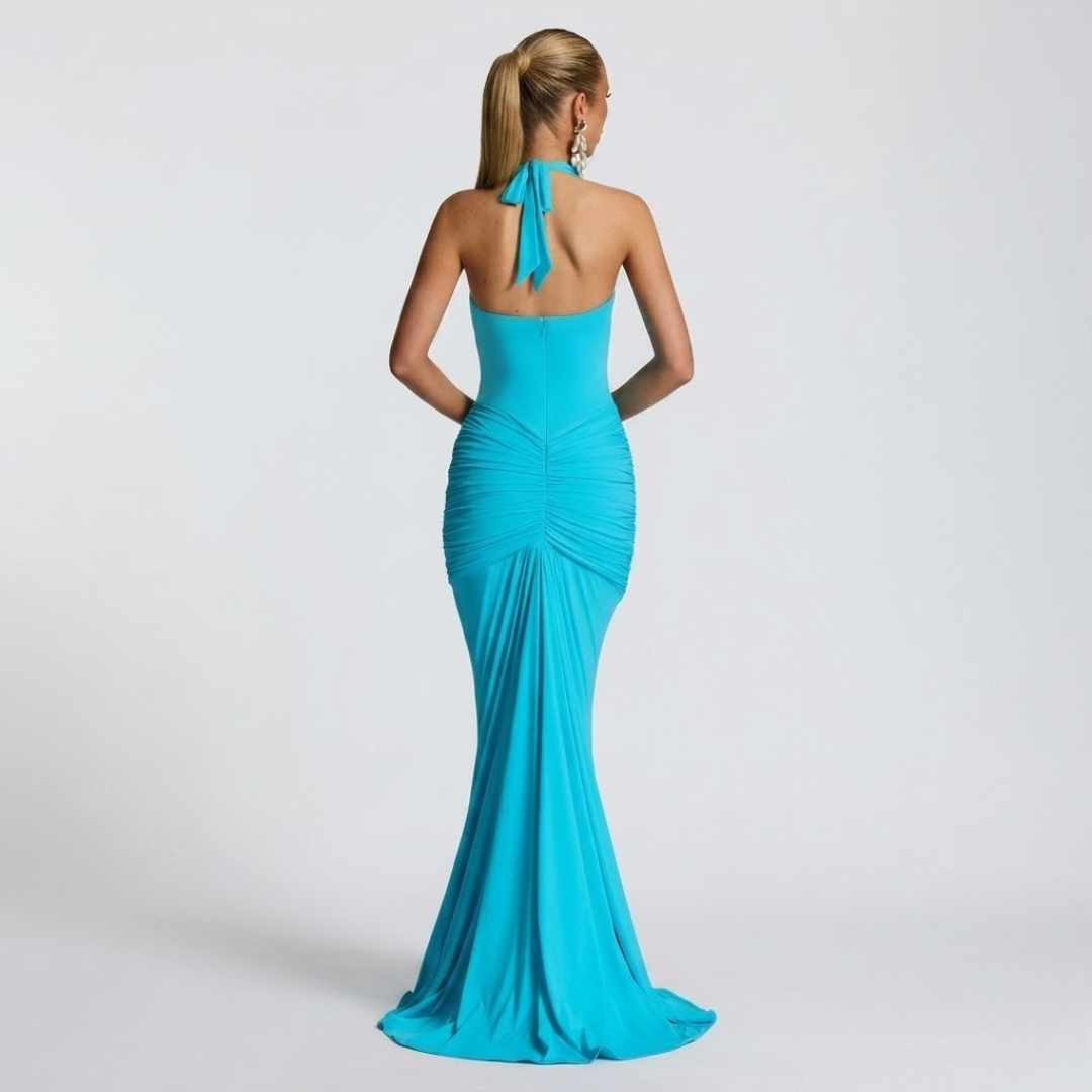 Mabel | Abito Lungo Collo Halter Schiena Nuda Elegante