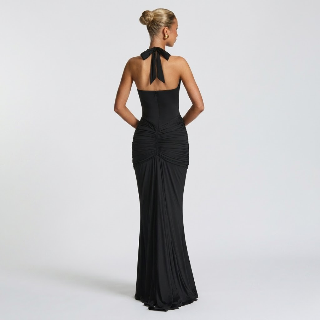 Mabel | Abito Lungo Collo Halter Schiena Nuda Elegante