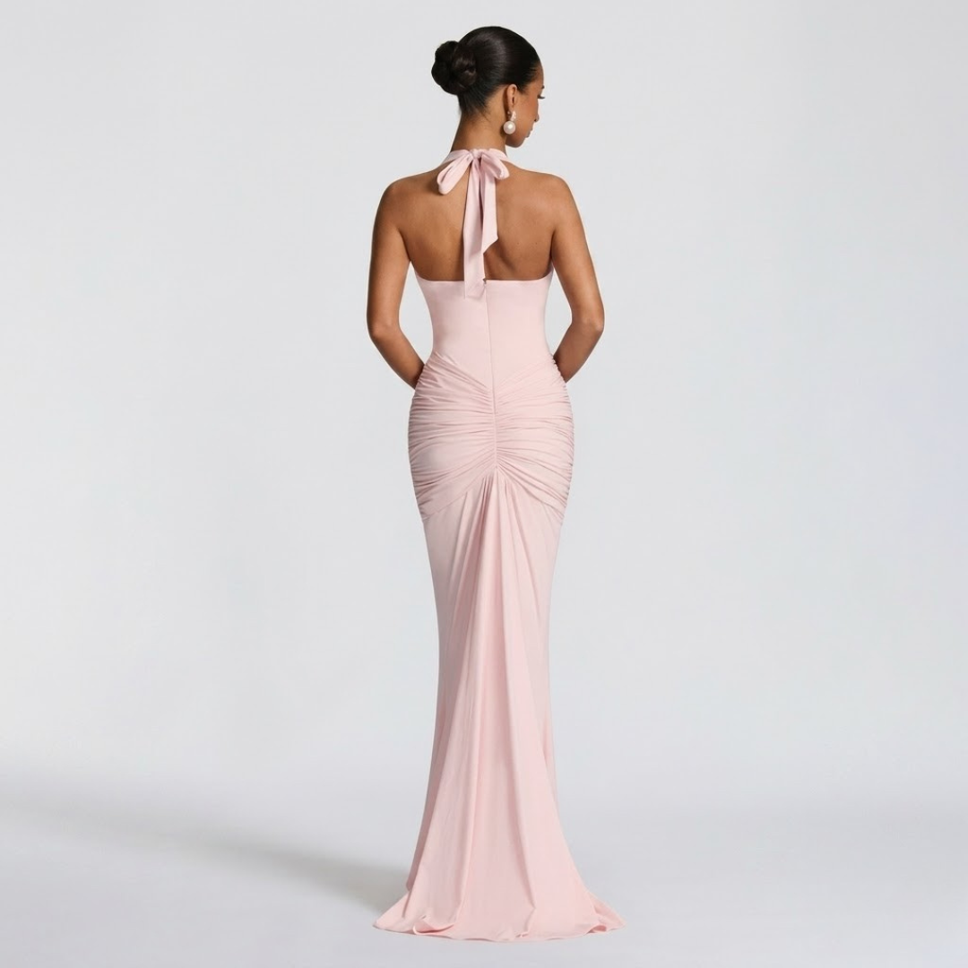 Mabel | Abito Lungo Collo Halter Schiena Nuda Elegante