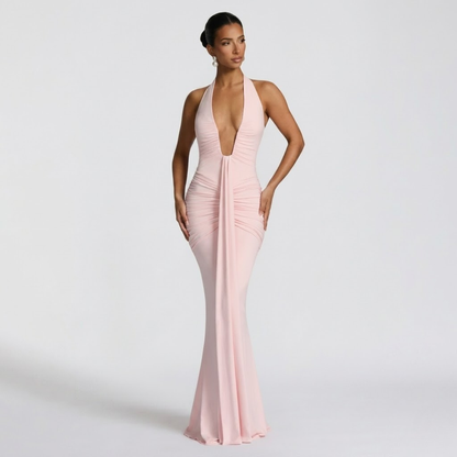 Mabel | Abito Lungo Collo Halter Schiena Nuda Elegante