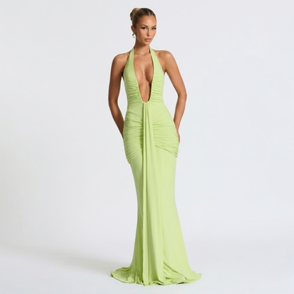 Mabel | Abito Lungo Collo Halter Schiena Nuda Elegante