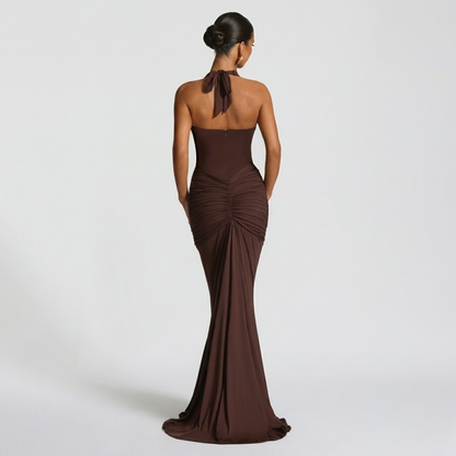Mabel | Abito Lungo Collo Halter Schiena Nuda Elegante