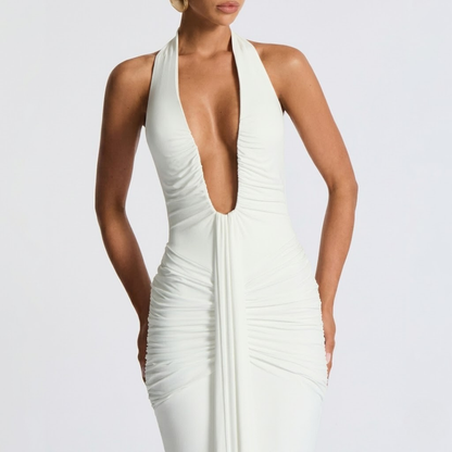 Mabel | Abito Lungo Collo Halter Schiena Nuda Elegante