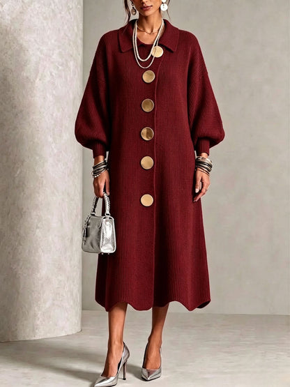 Albertine | Vestito in Maglia con Bottoni a Collo Classico da Donna