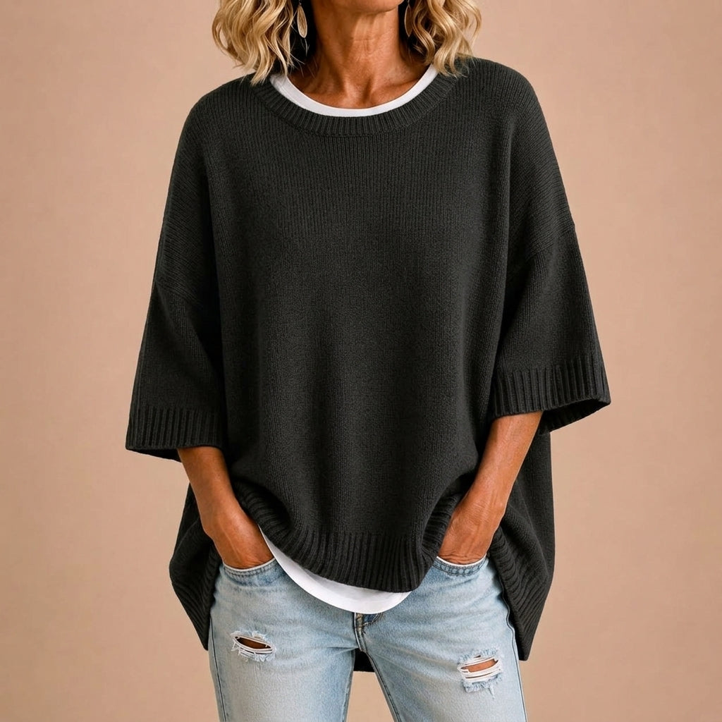 Stefania | Poncho in maglia a girocollo per donna