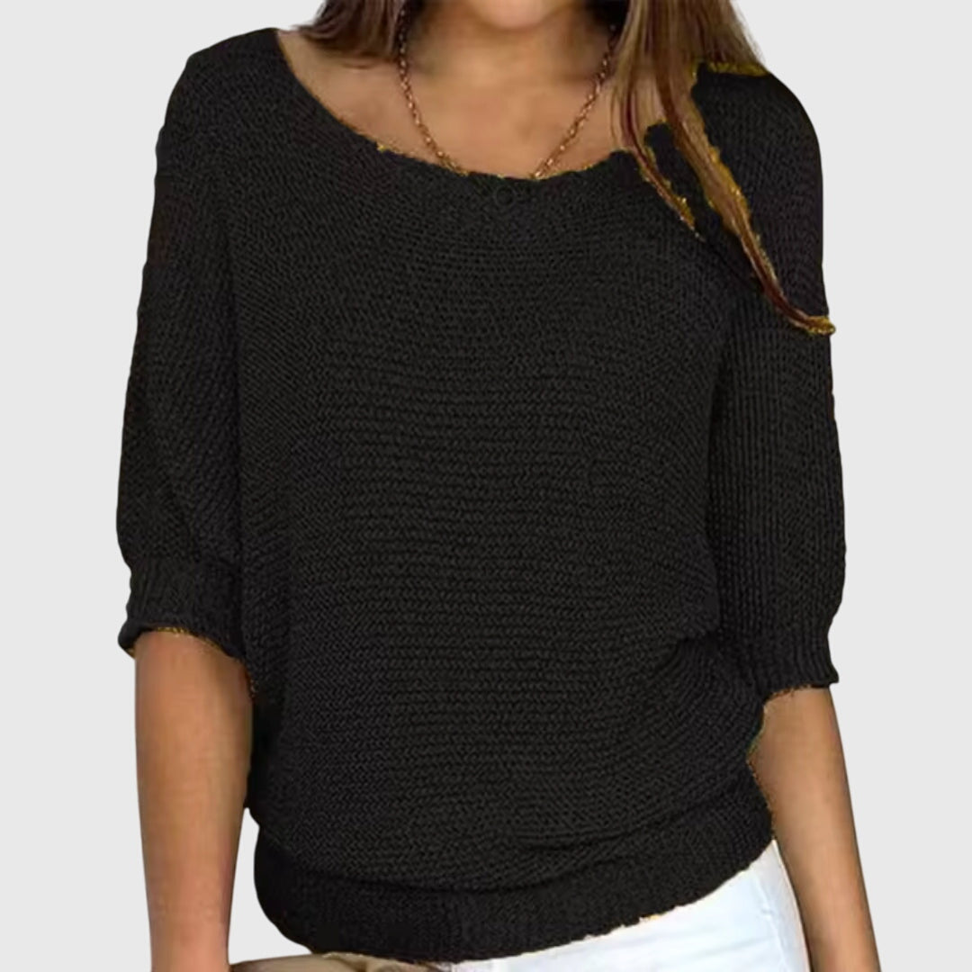 Leticia | Pull Donna Collo Barchetta Maglia Fine Casual