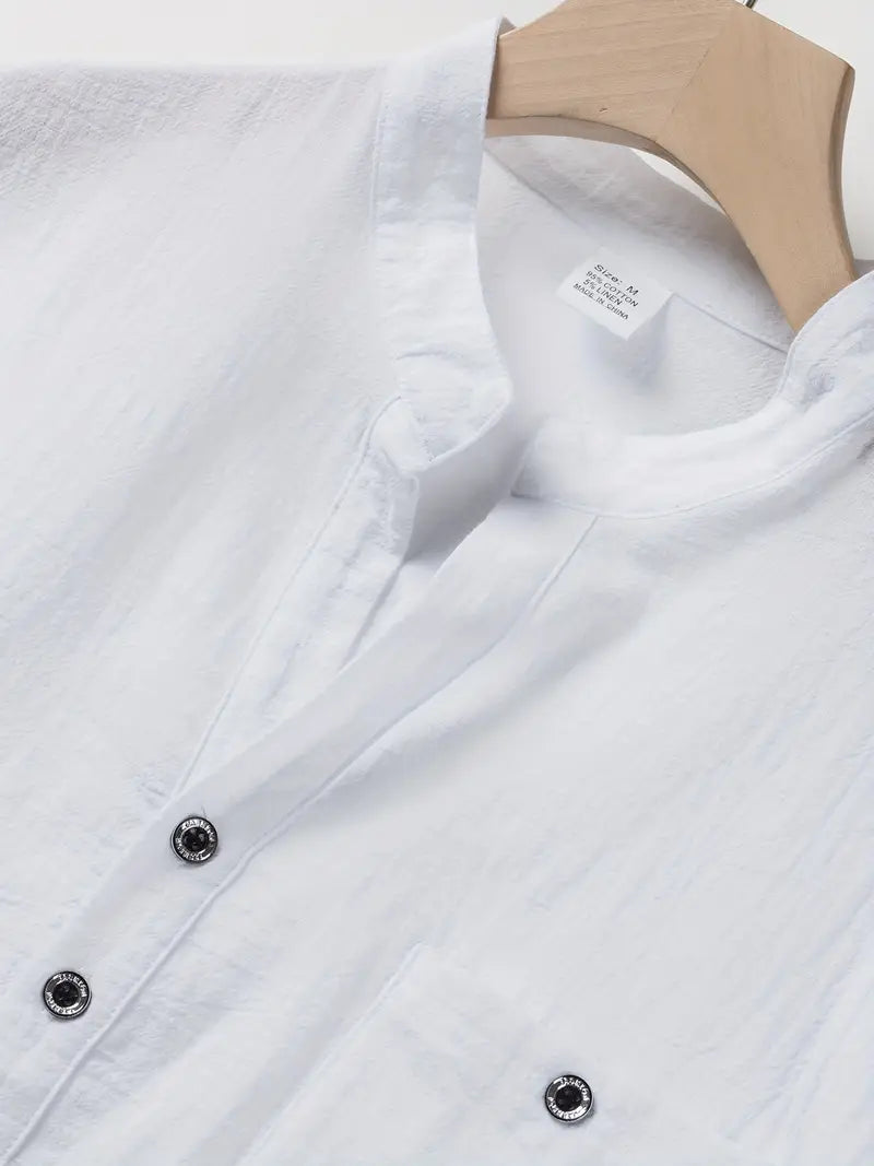 Giorgio | Camicia henley a maniche corte con taschino da uomo