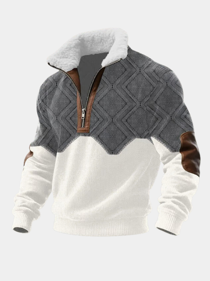 Paride | Maglione con collo alto, zip e collo in pile da uomo