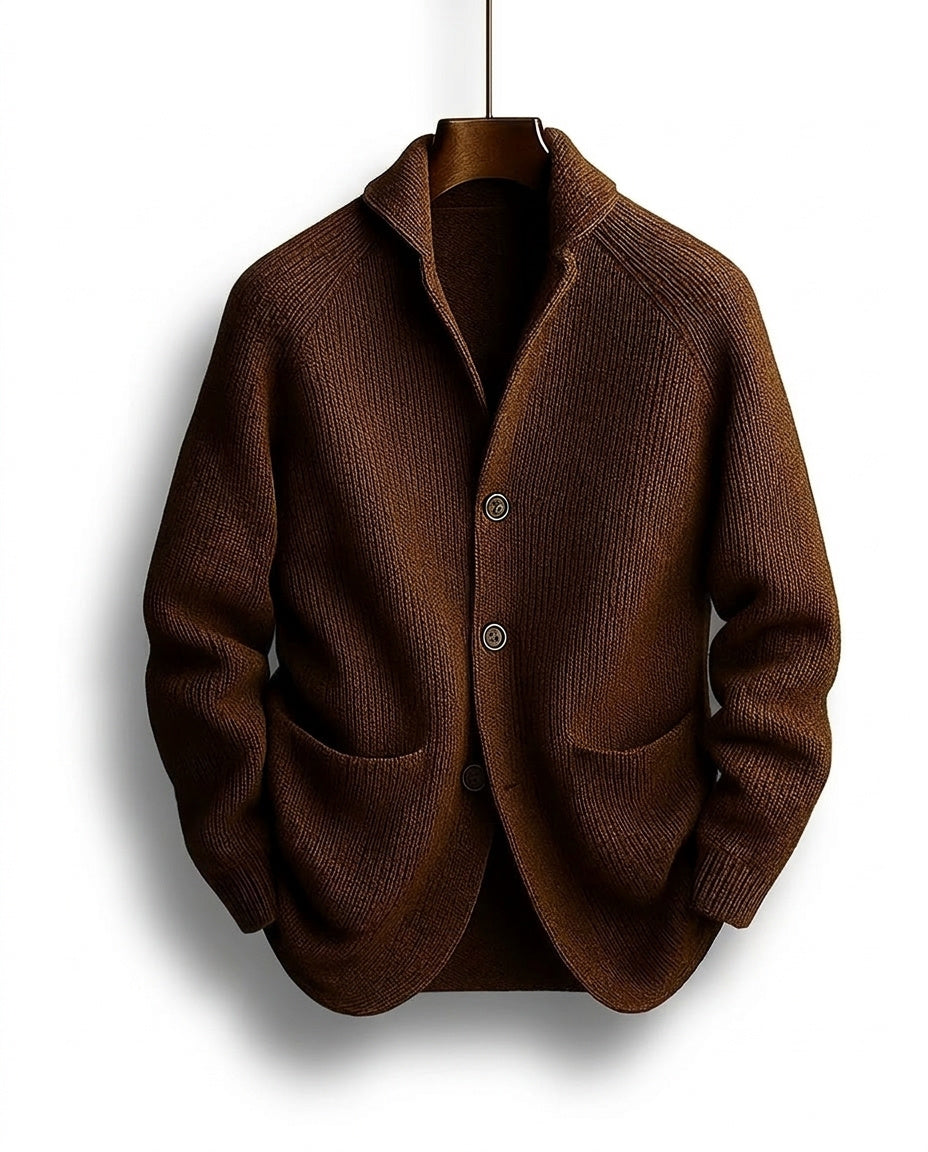 Ettorio | Cardigan con collo a scialle e tasche applicate da uomo