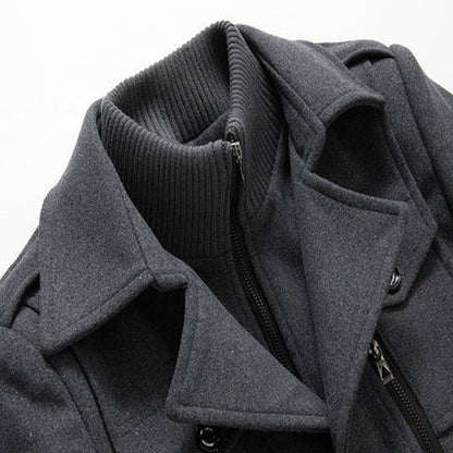Angelo | Cappotto lungo con doppio strato e collo alto da uomo
