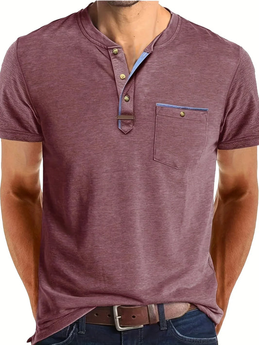 Ivano | T-shirt henley con tasca sul petto da uomo