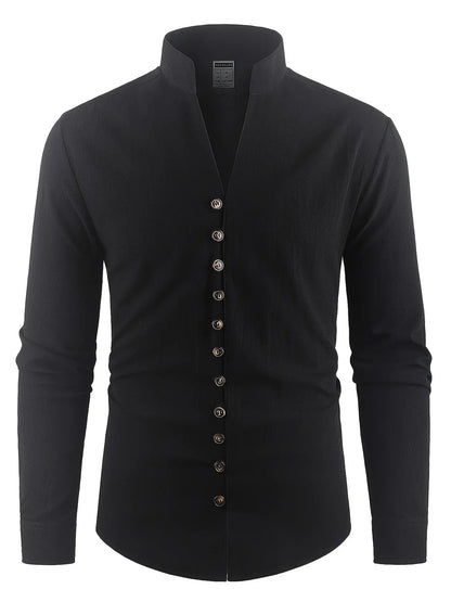 Filippo | Camicia con colletto alla coreana e bottoni da uomo