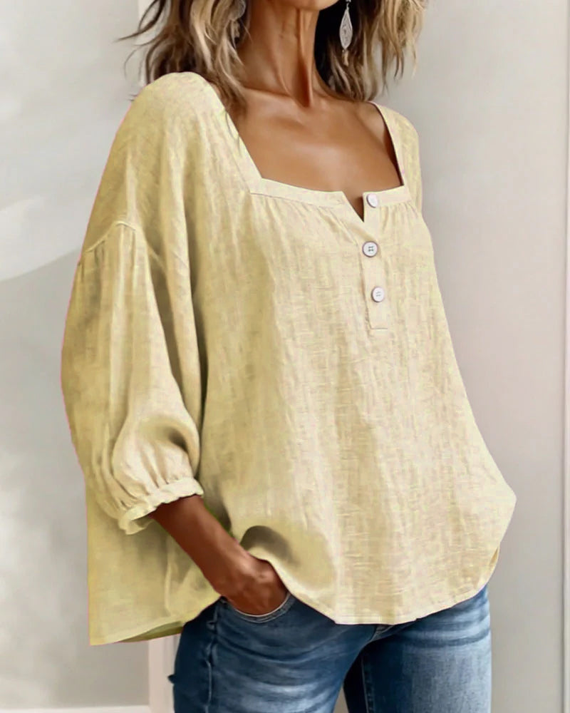 Isotta | Blusa scollo quadrato maniche a lanterna per donna