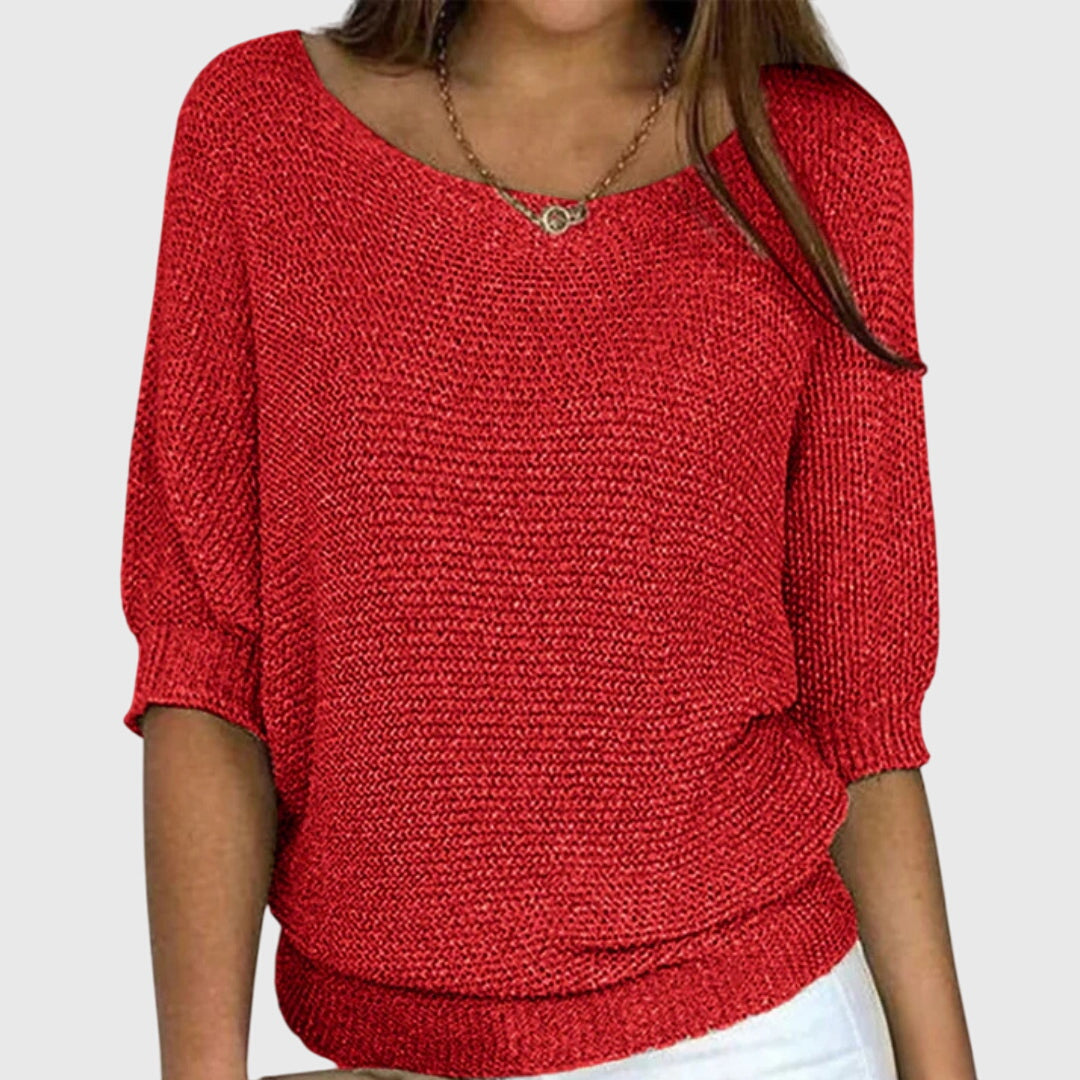 Leticia | Pull Donna Collo Barchetta Maglia Fine Casual