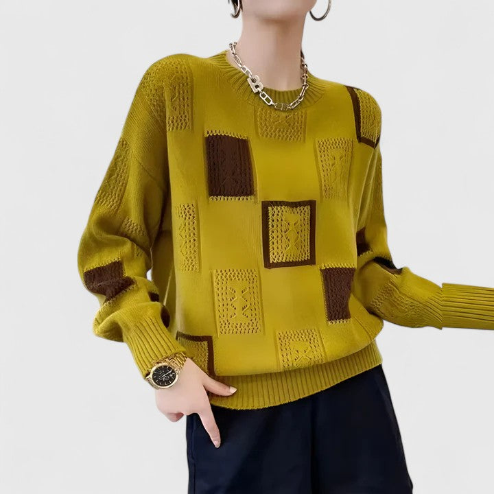 Anna Rita | Pull Donna Patchwork Geometrico Maglia Morbida