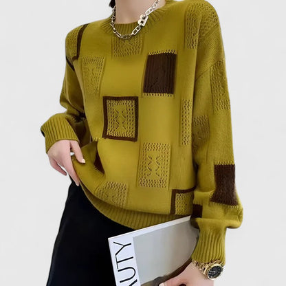 Anna Rita | Pull Donna Patchwork Geometrico Maglia Morbida