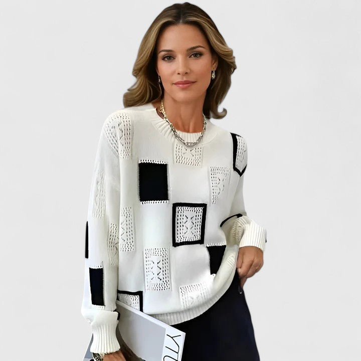 Anna Rita | Pull Donna Patchwork Geometrico Maglia Morbida