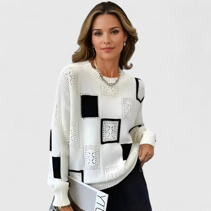 Anna Rita | Pull Donna Patchwork Geometrico Maglia Morbida